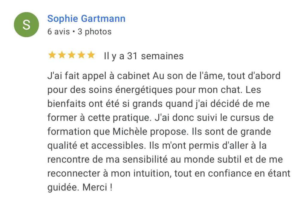 témoignage cours soin énergétique animaux