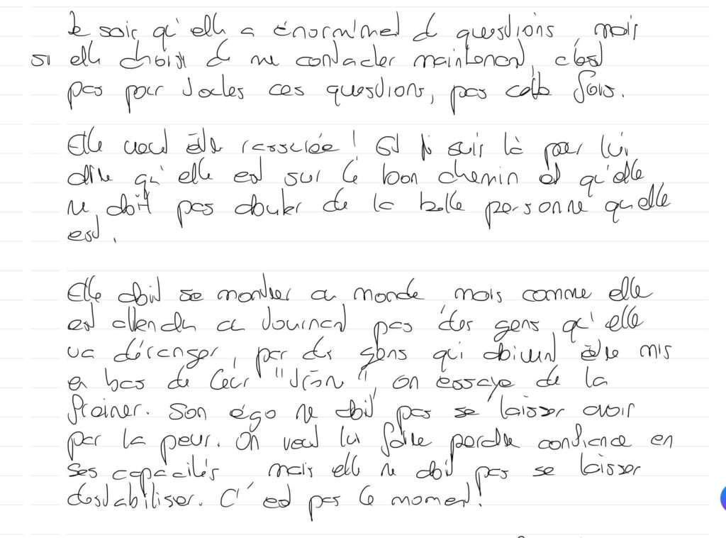 Exemple de prise de note réel durant une communication animale